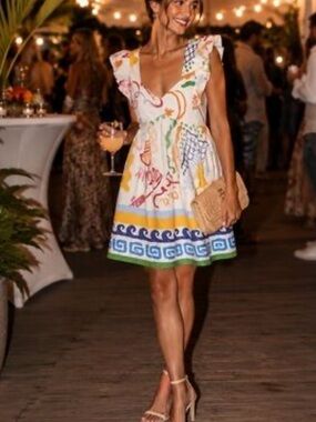 Prosperina Abstract Print Mini Dress - White Multi